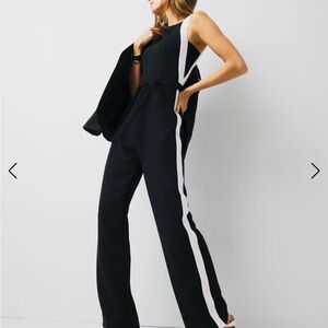 White House Black Market Black Jumpsuit with White Accents